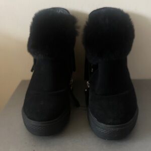 Women's Black Fur-Trimmed Shoes